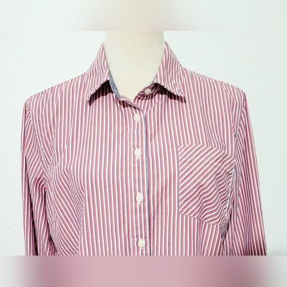 Tommy Hilfiger Women's Striped 100% Cotton Tunic Shirt Size Large Classic Design - Picture 2 of 11
